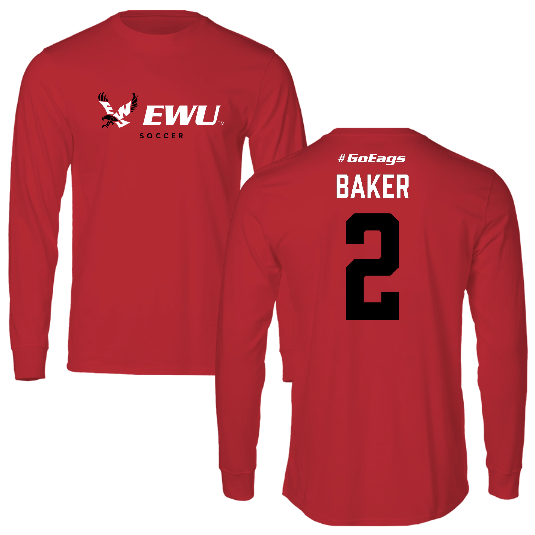 Eastern Washington University Soccer Red Long Sleeve - #2 Lyric Baker