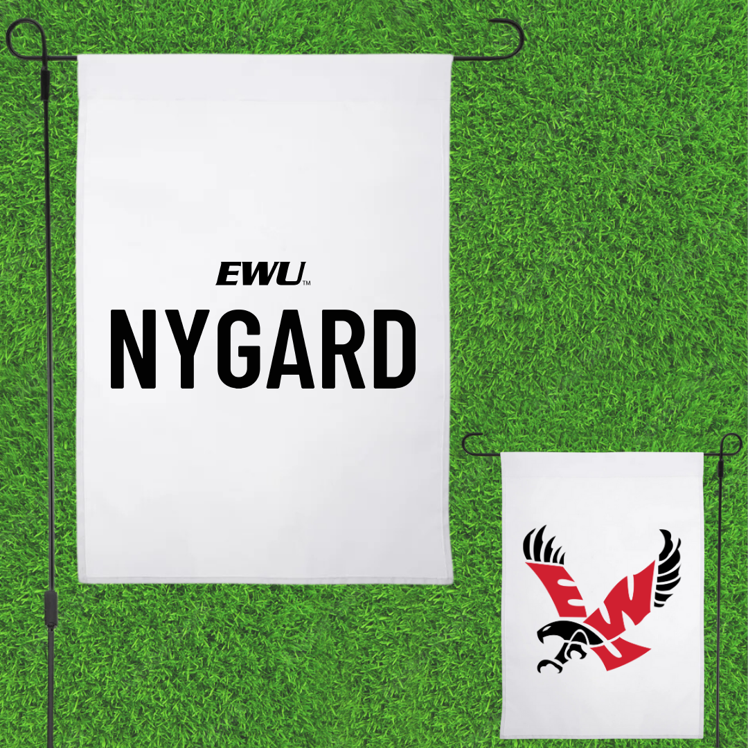 Eastern Washington University TF and XC White Garden Flag - Amanda Nygard