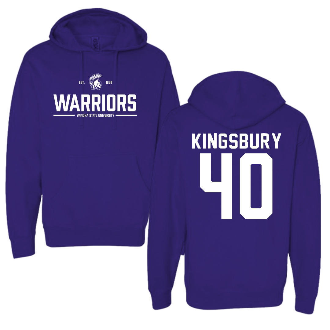 Winona State University Football Purple General Hoodie - #40 Ben Kingsbury