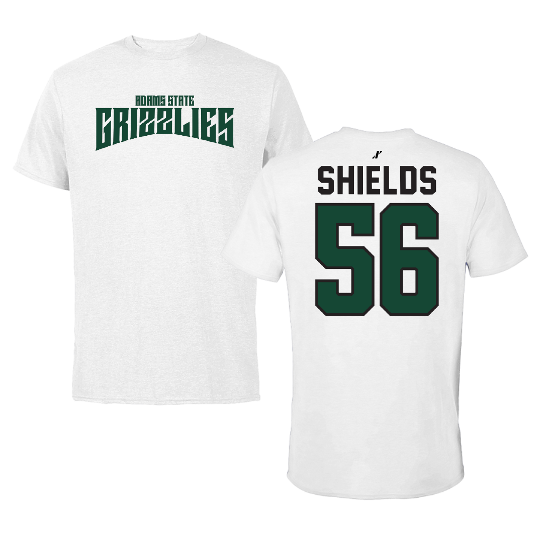 Adams State University Football White Classic Tee - #56 Aiden Shields
