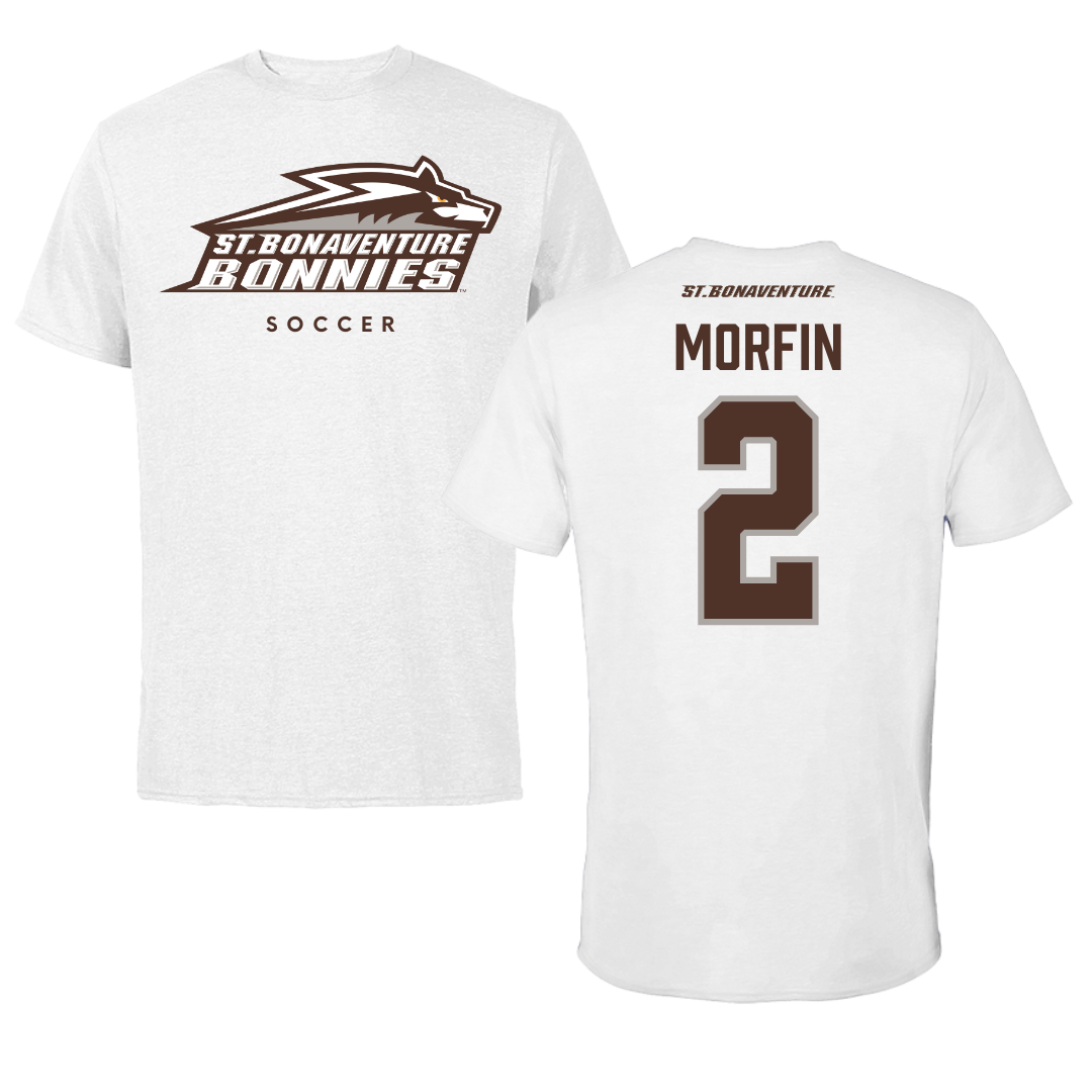 St. Bonaventure University Soccer White Tee - #2 Sean Morfin