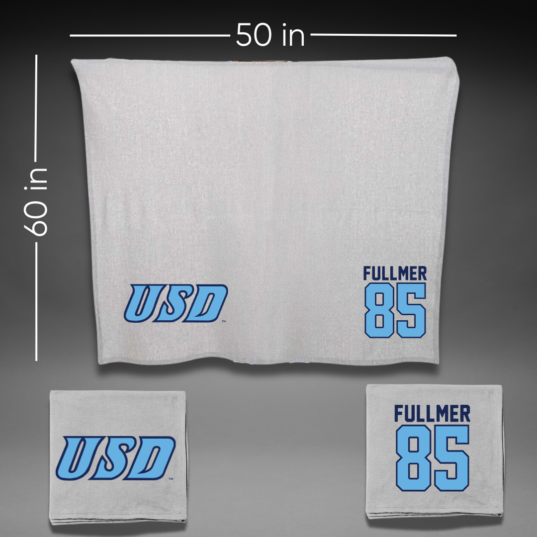 University of San Diego Football Gray Blanket - #85 Zane Fullmer