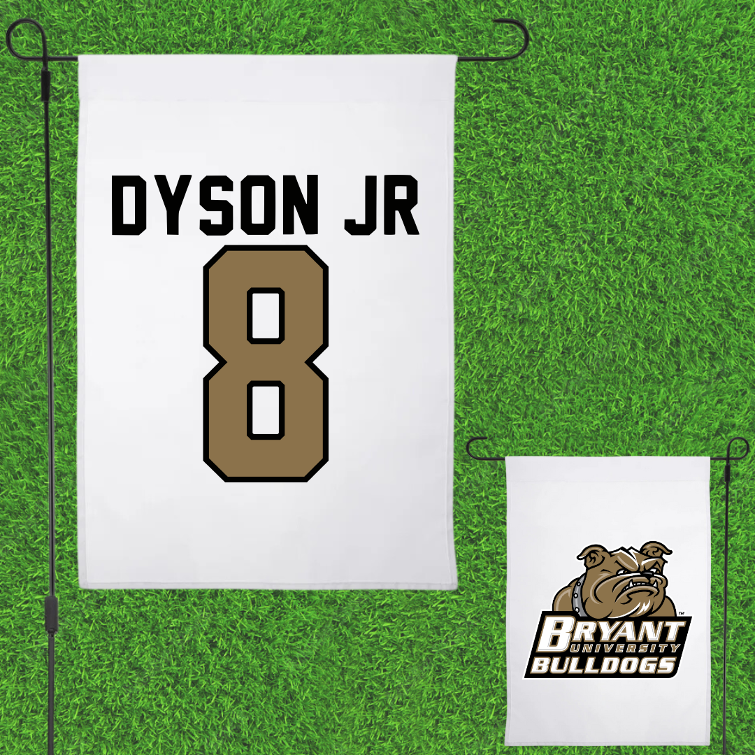 Bryant University Football White Garden Flag - #8 Kenny Dyson Jr