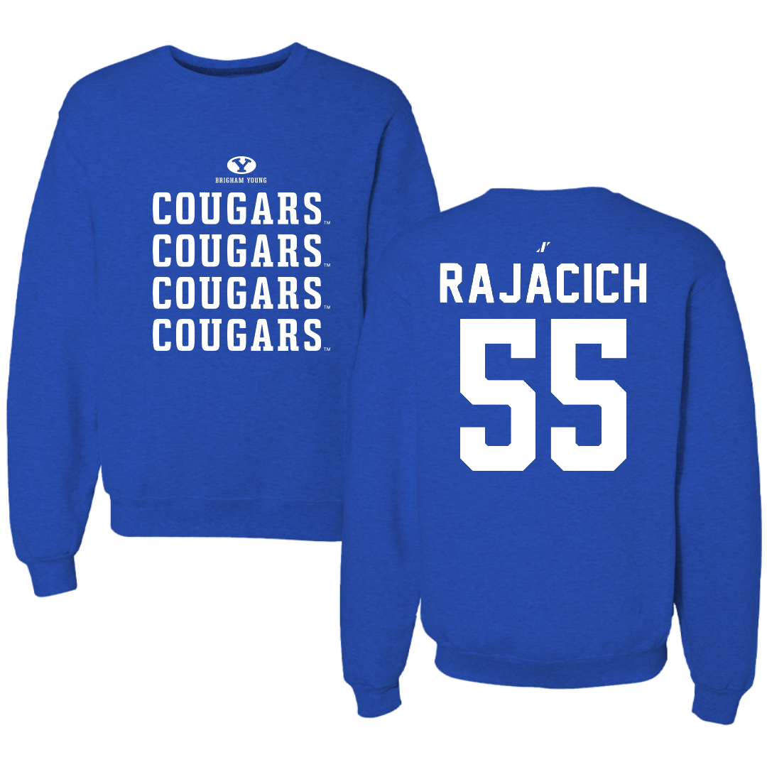 Brigham Young University Baseball Blue General Crewneck - #55 Seth Rajacich