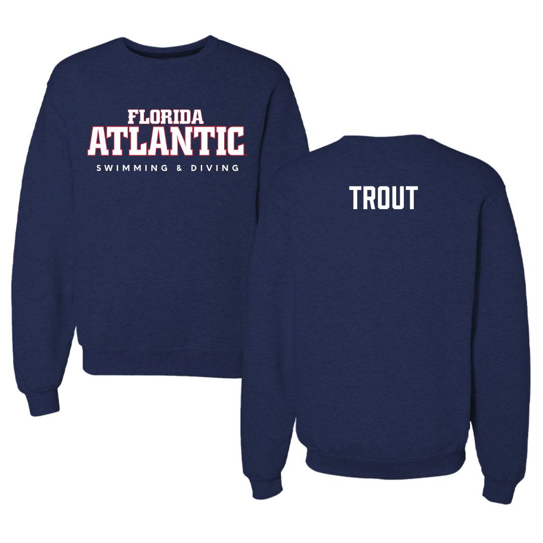 Florida Atlantic University Swimming & Diving Navy Crewneck - Riley Trout