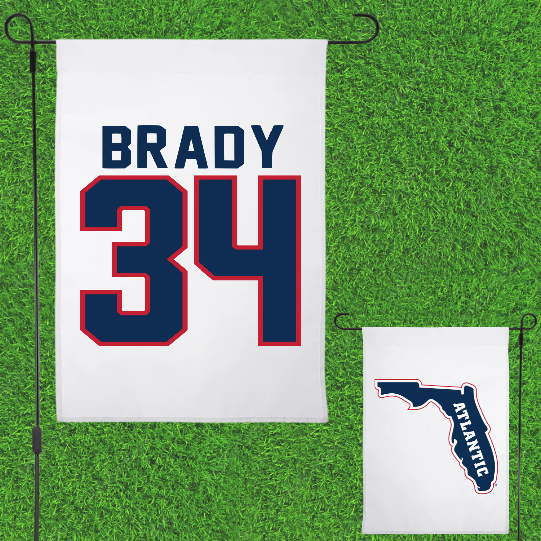 Florida Atlantic University Baseball White Garden Flag - #34 Carter Brady