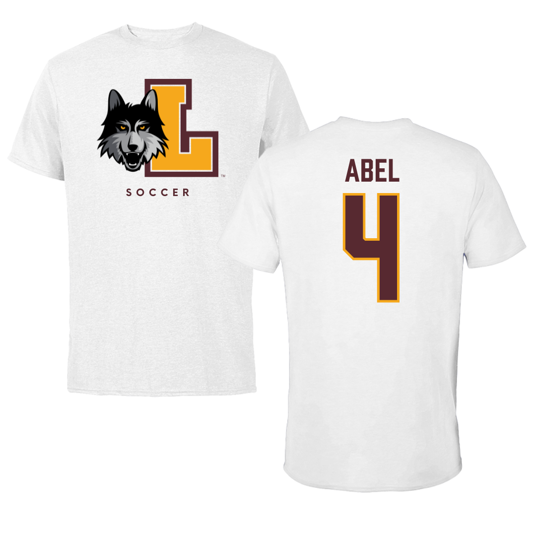 Loyola University-Chicago Soccer White Tee - #4 Alaina Abel