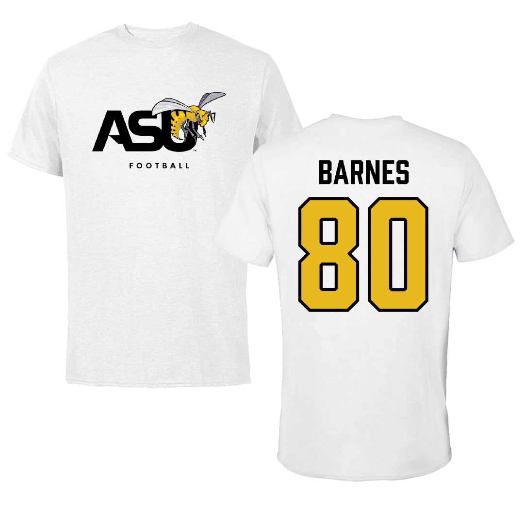 Alabama State University Football White ASU Performance Tee - #80 Khayman Barnes