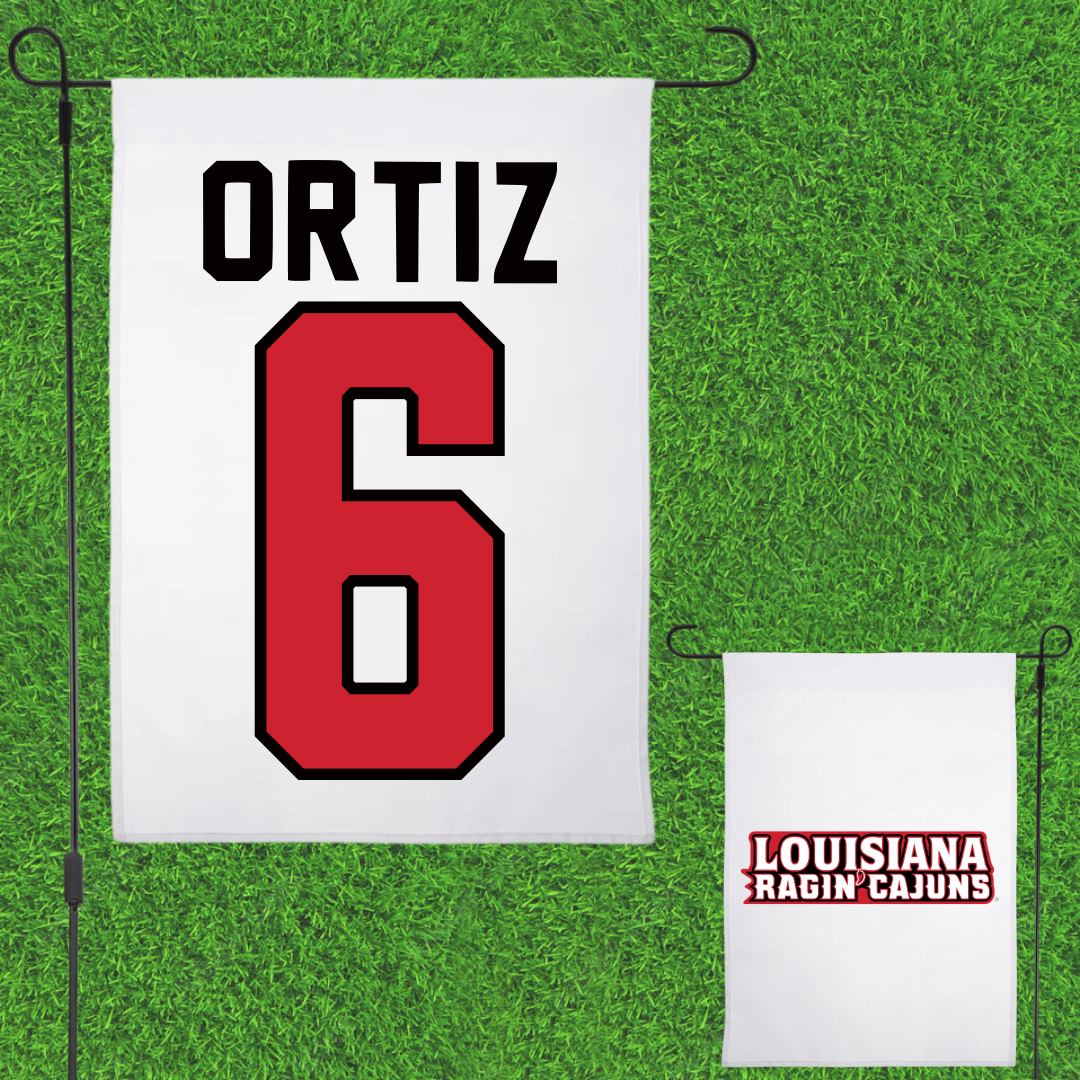 University of Louisiana at Lafayette Soccer White Garden Flag - #6 Lucy Ortiz