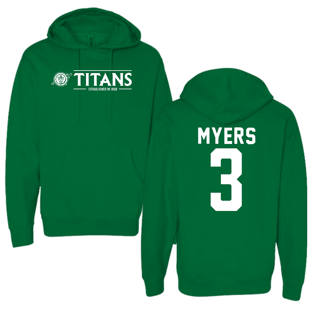 Illinois Wesleyan University Volleyball Green General Hoodie - #3 Ryan Myers