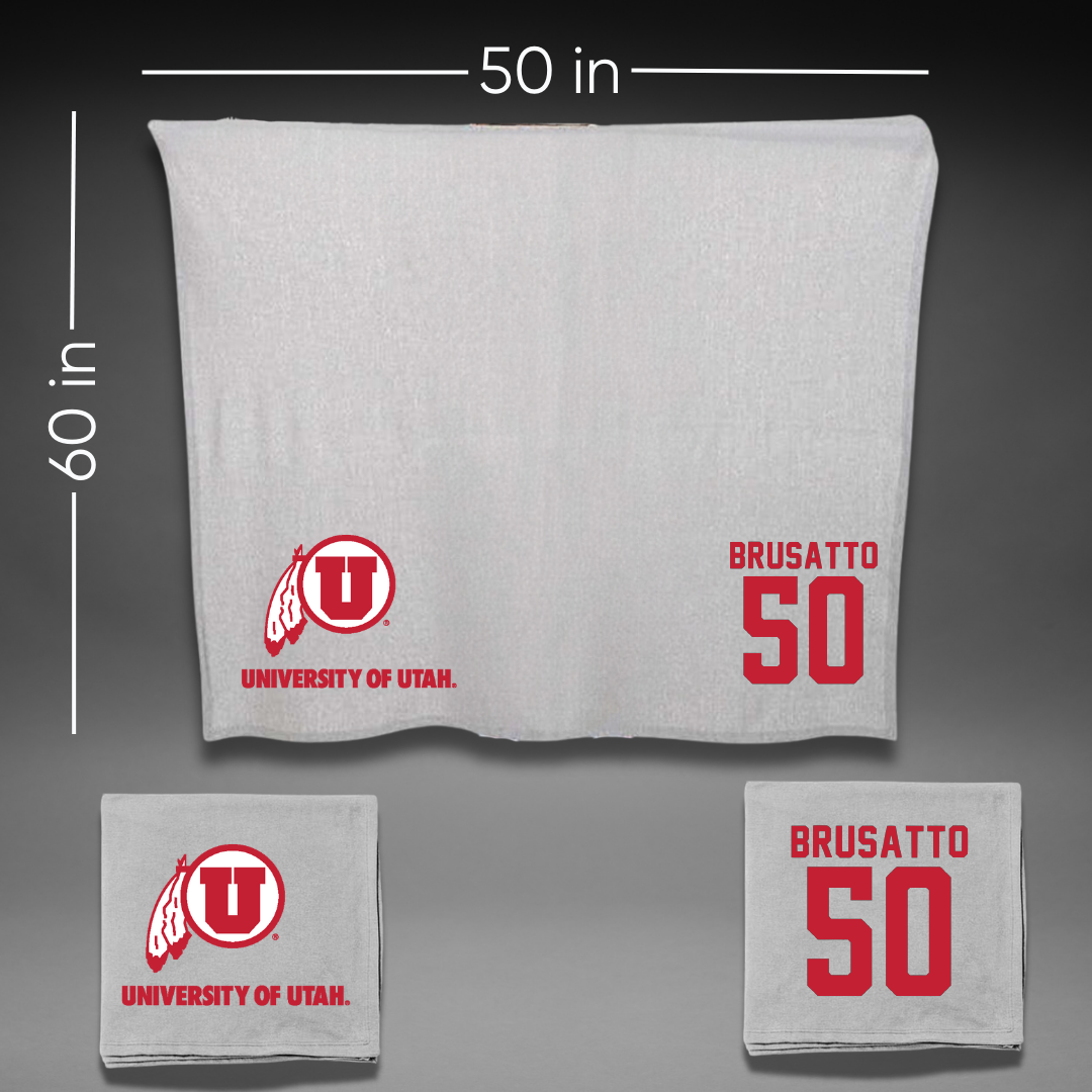 University of Utah Football Gray Blanket - #50 Justice Brusatto