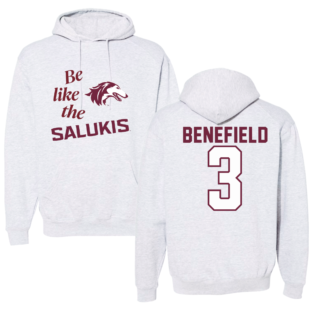Southern Illinois University at Carbondale Football Light Gray Be Like Us Hoodie - #3 Jaelin Benefield