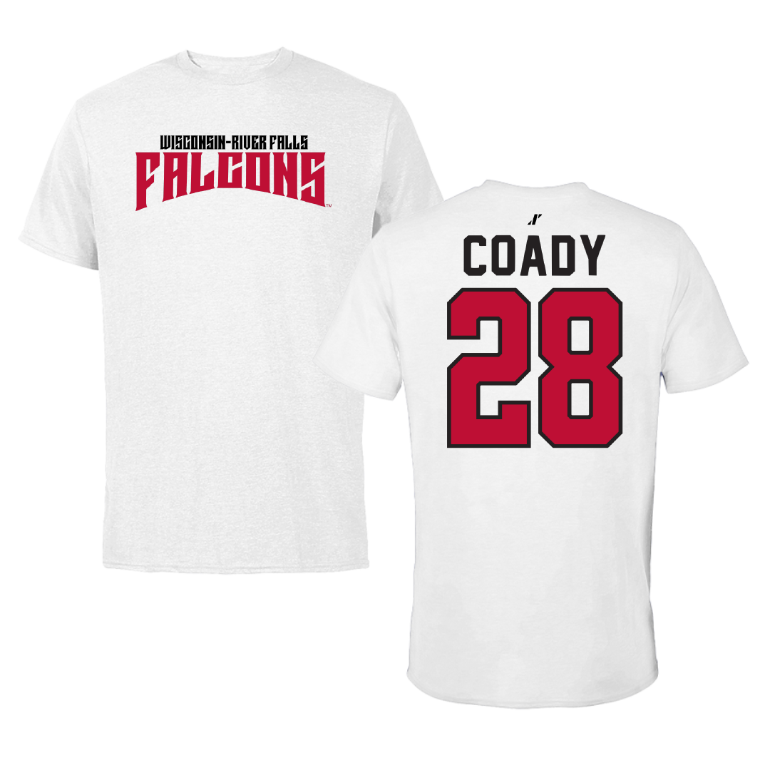 University of Wisconsin-River Falls Ice Hockey White Classic Tee - #28 Gibb Coady