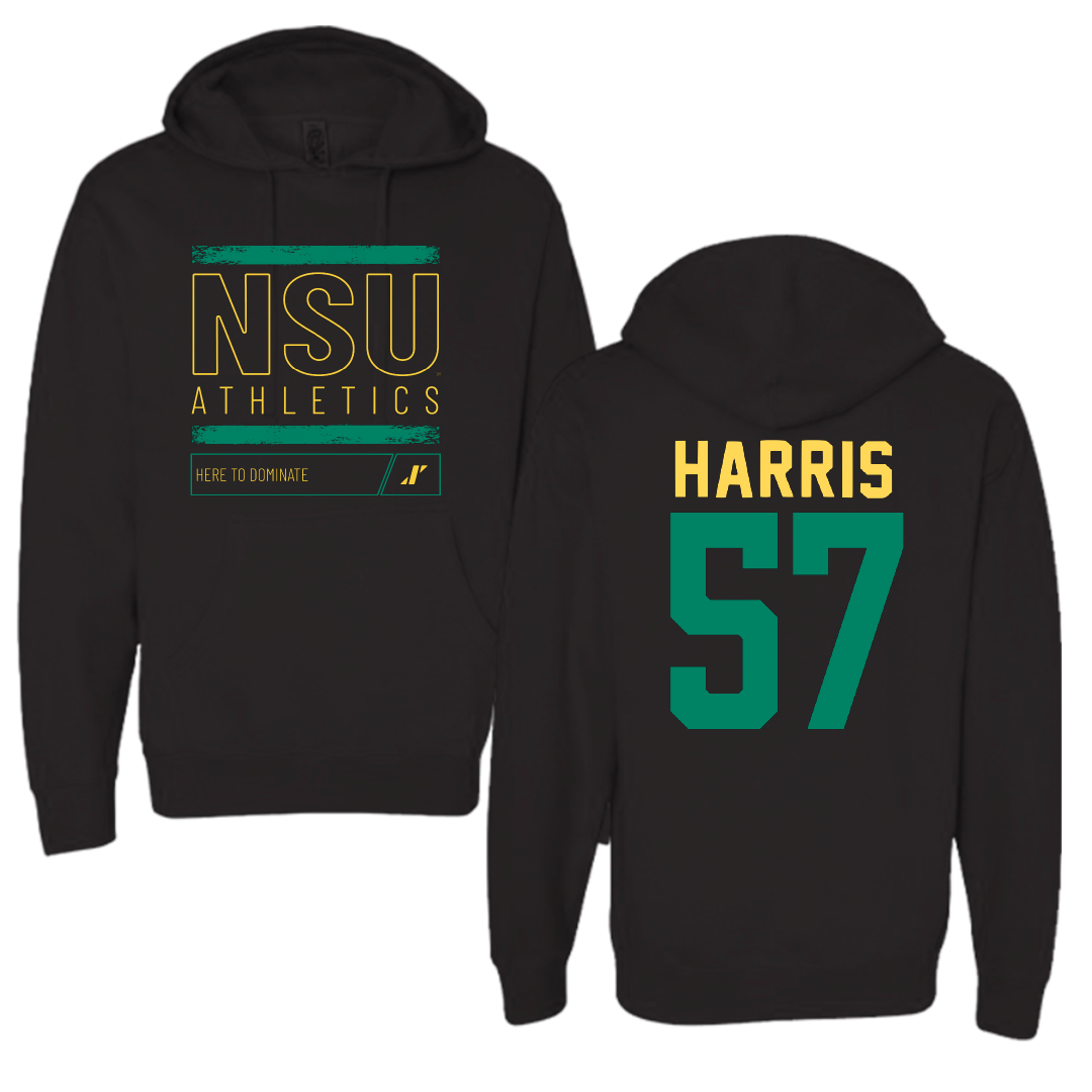 Norfolk State University Football Black Dominate Hoodie - #57 Stewart Harris