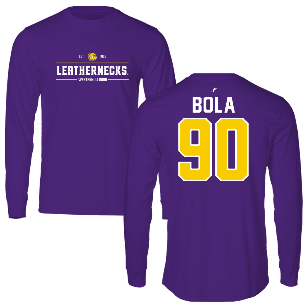 Western Illinois University Football Purple General Long Sleeve - #90 Mayo Bola
