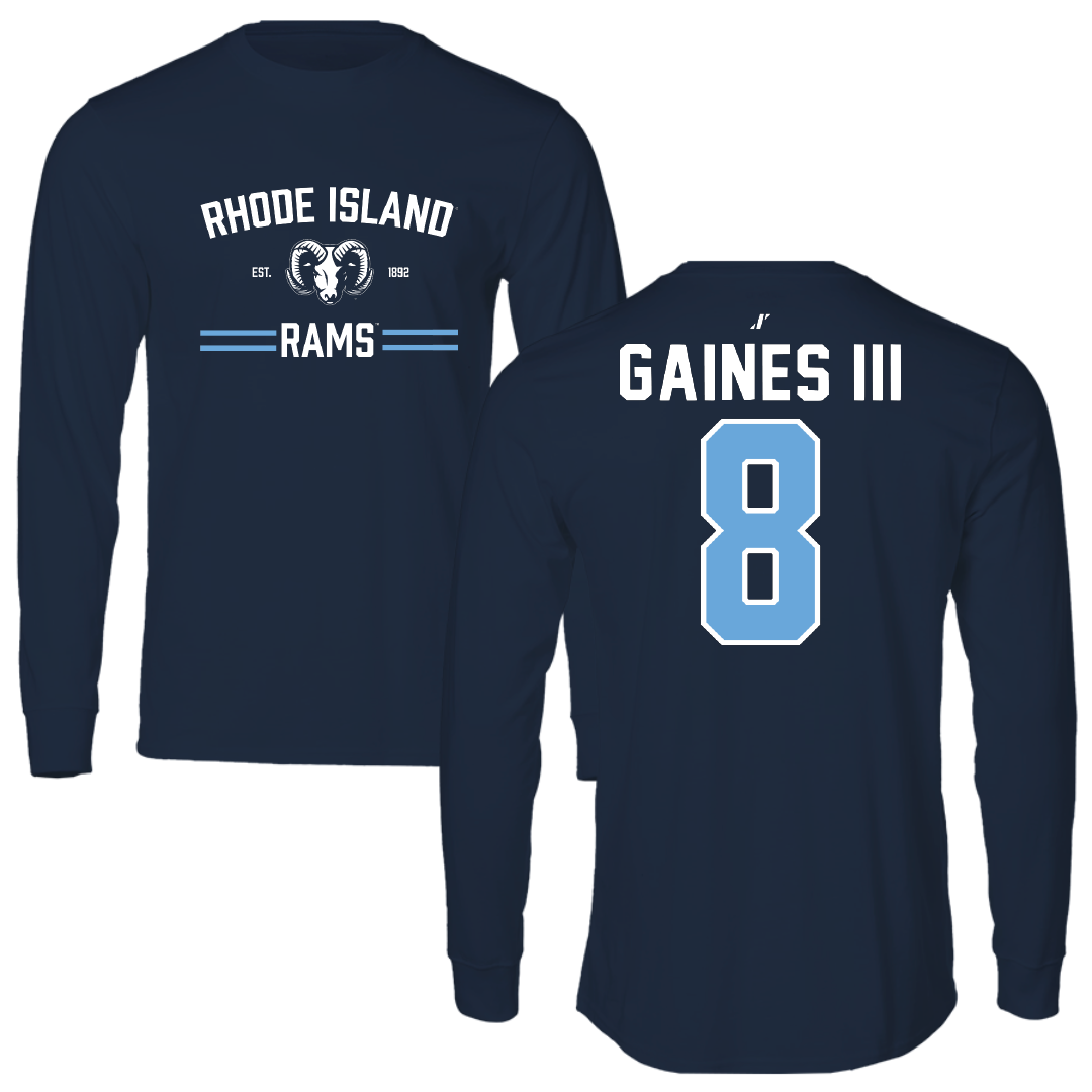 University of Rhode Island Football Navy General Performance Long Sleeve - #8 Greg Gaines III