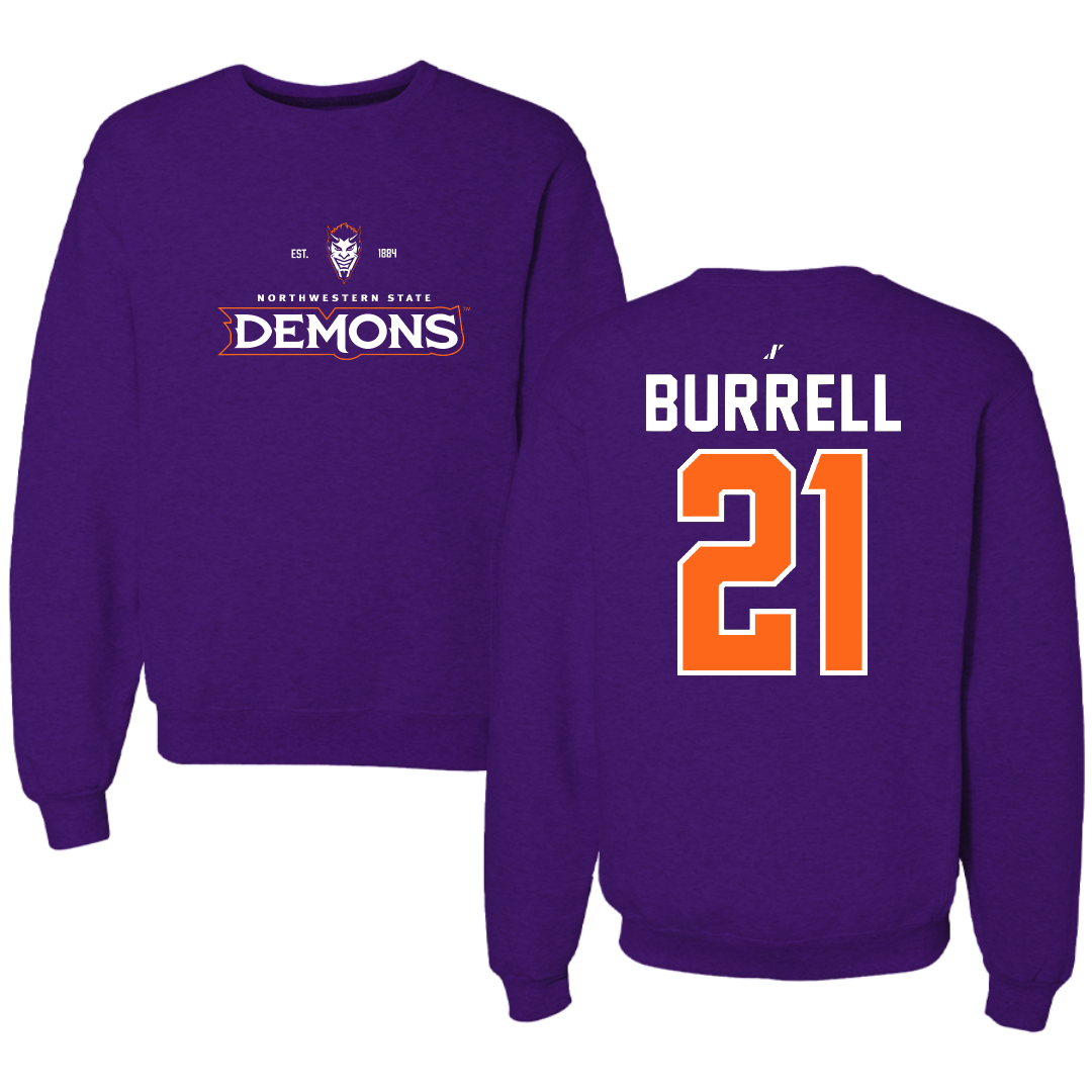 Northwestern State University Football Purple General Crewneck - #21 Kolbe Burrell