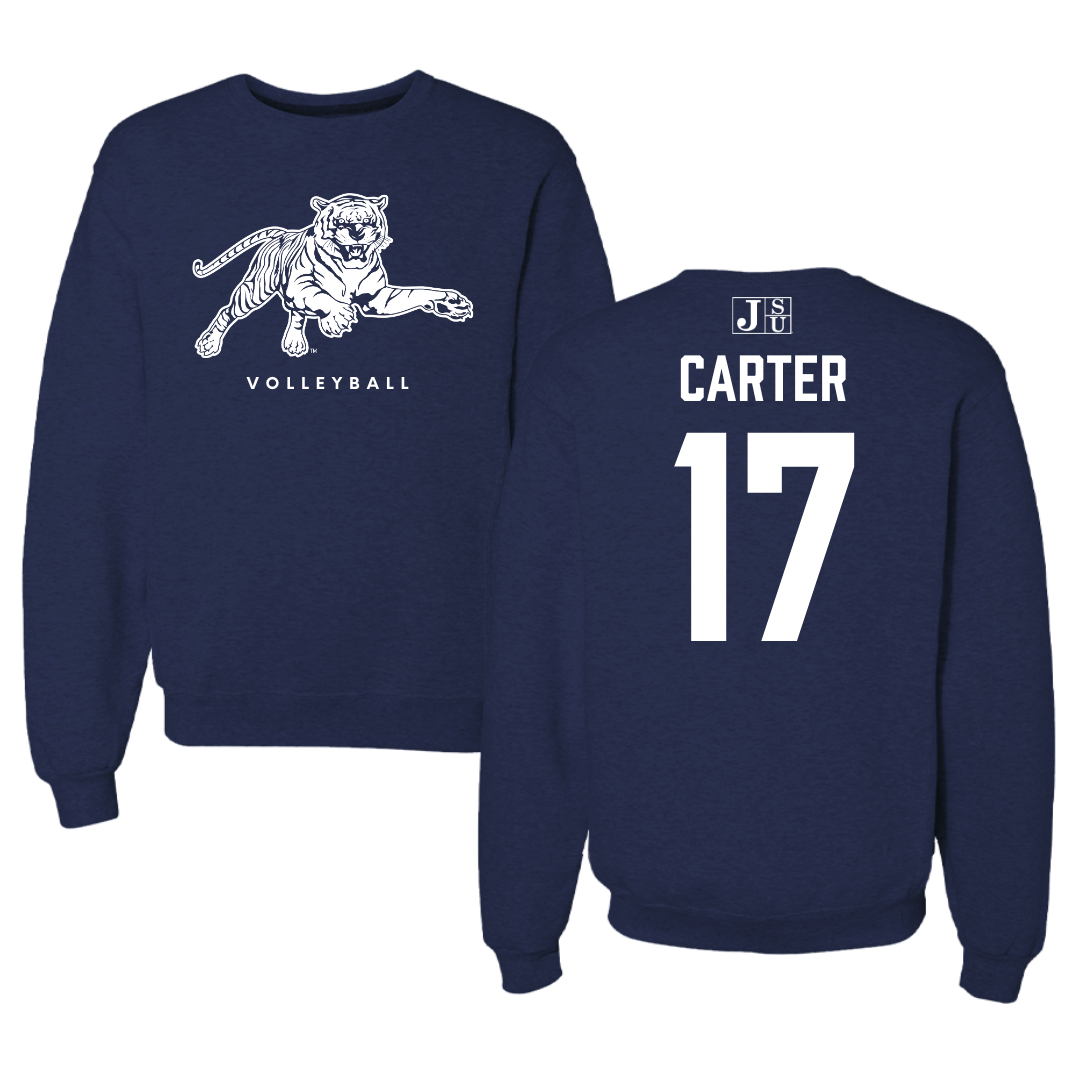 Jackson State University Volleyball Navy Crewneck - #17 Kymorah Carter