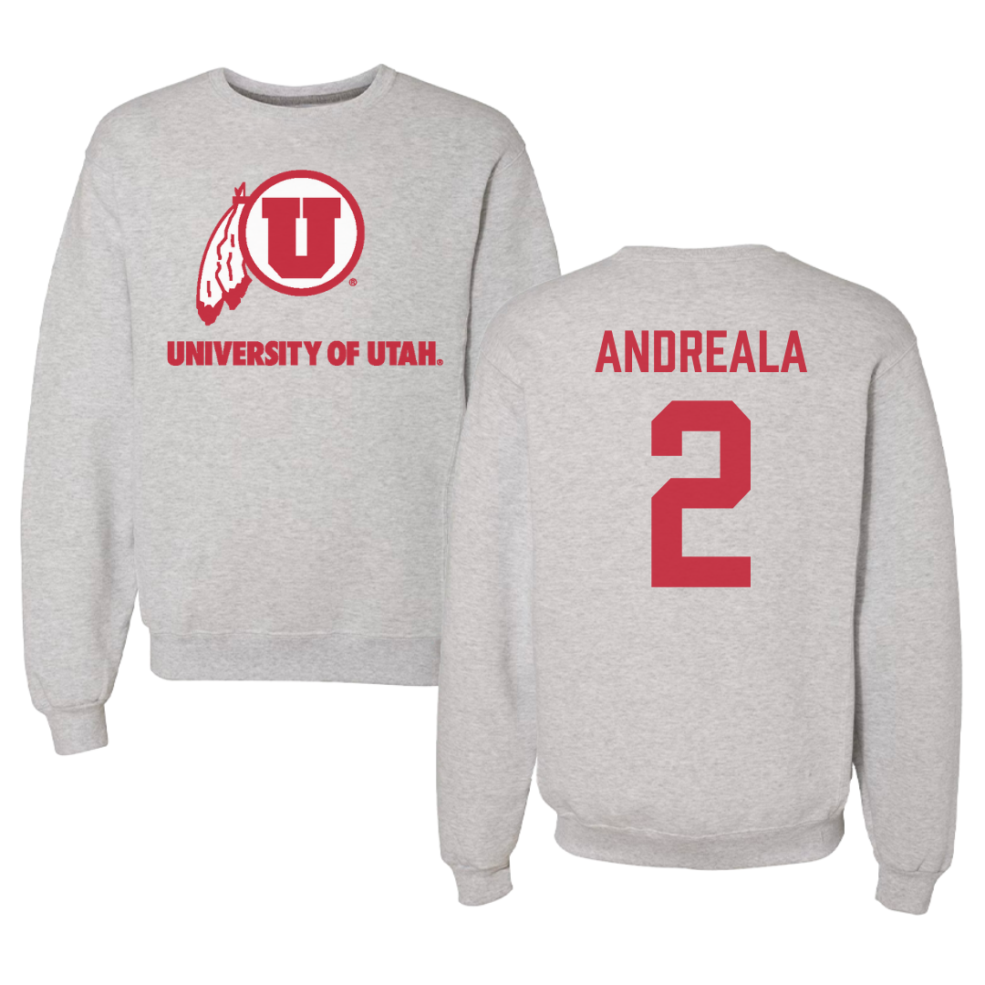 University of Utah Lacrosse Gray Crewneck - #2 Jared Andreala
