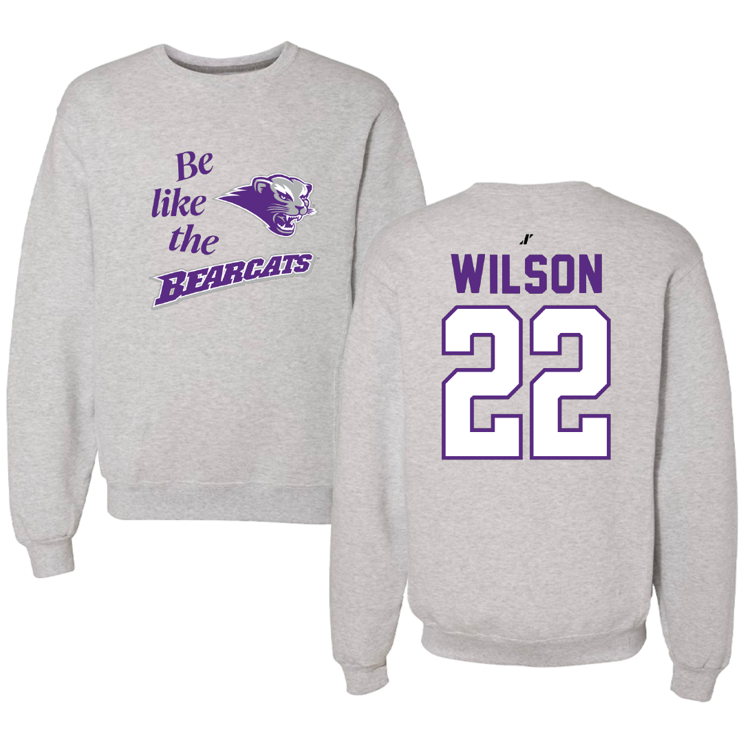 Southwest Baptist University Softball Light Gray Be Like Us Crewneck - #22 Malea Wilson