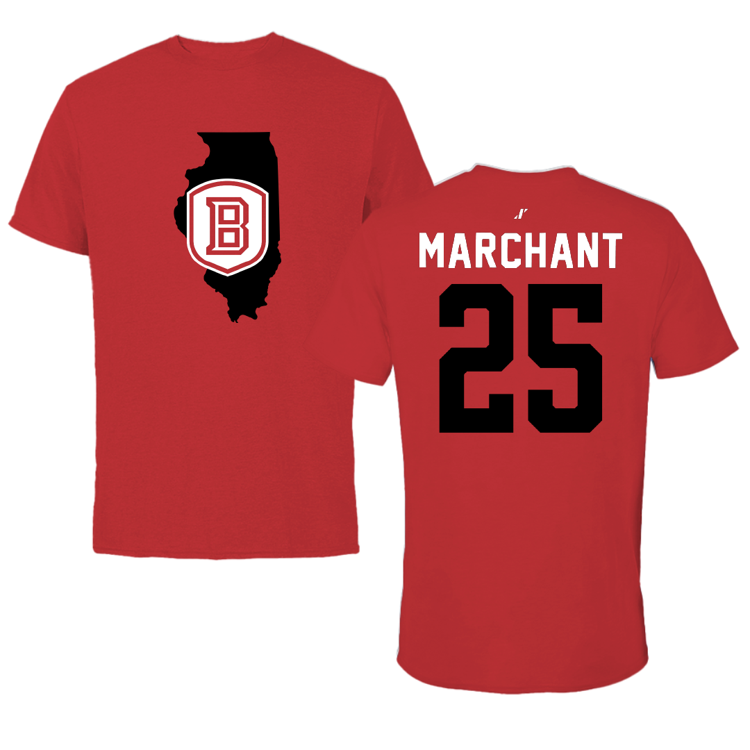 Bradley University Soccer Red State Performance Tee - #25 Christopher Marchant