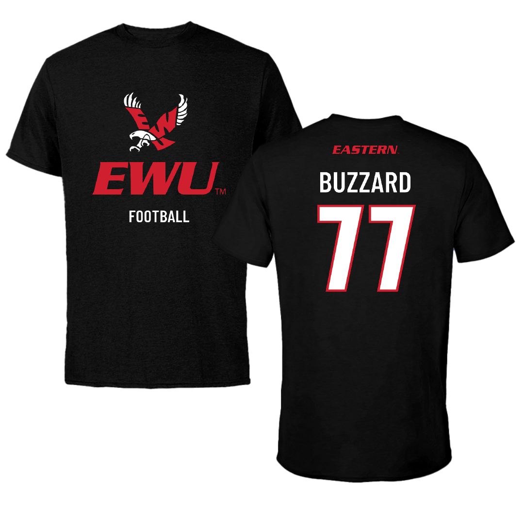 Eastern Washington University Football Black EWU Performance Tee - #77 William Buzzard
