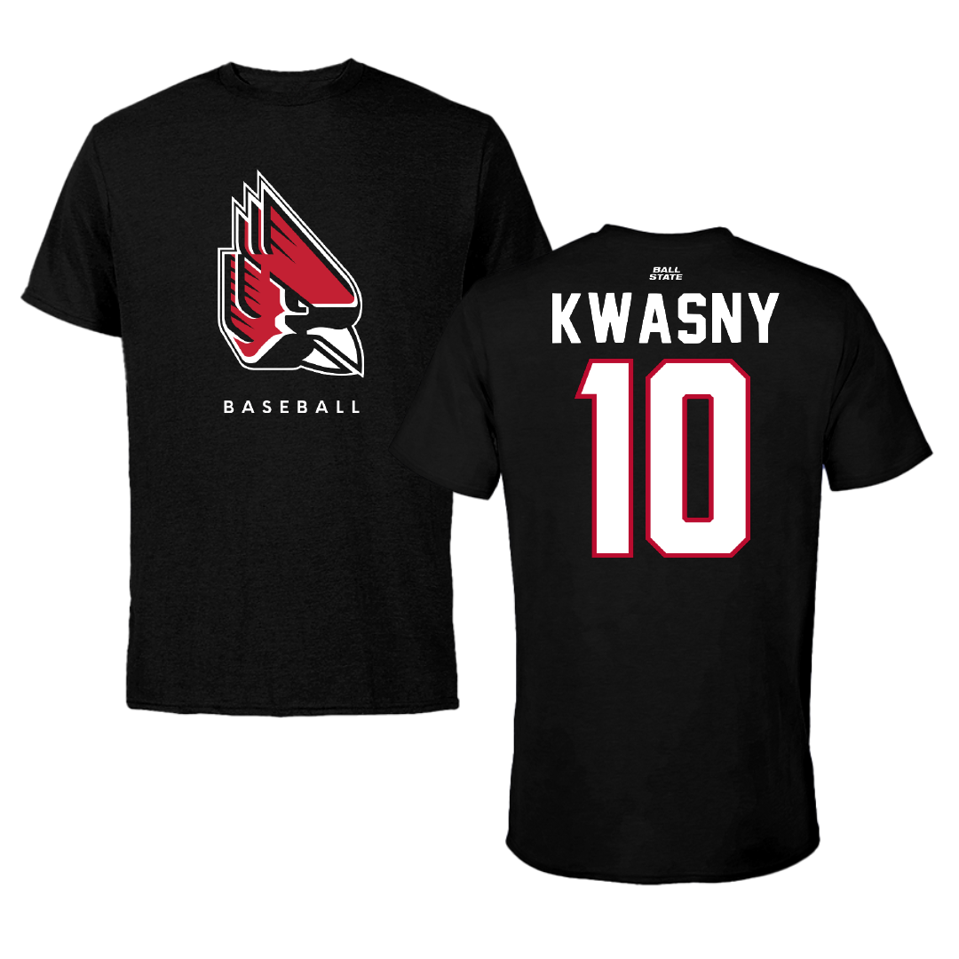 Ball State University Baseball Black Tee - #10 Zach Kwasny