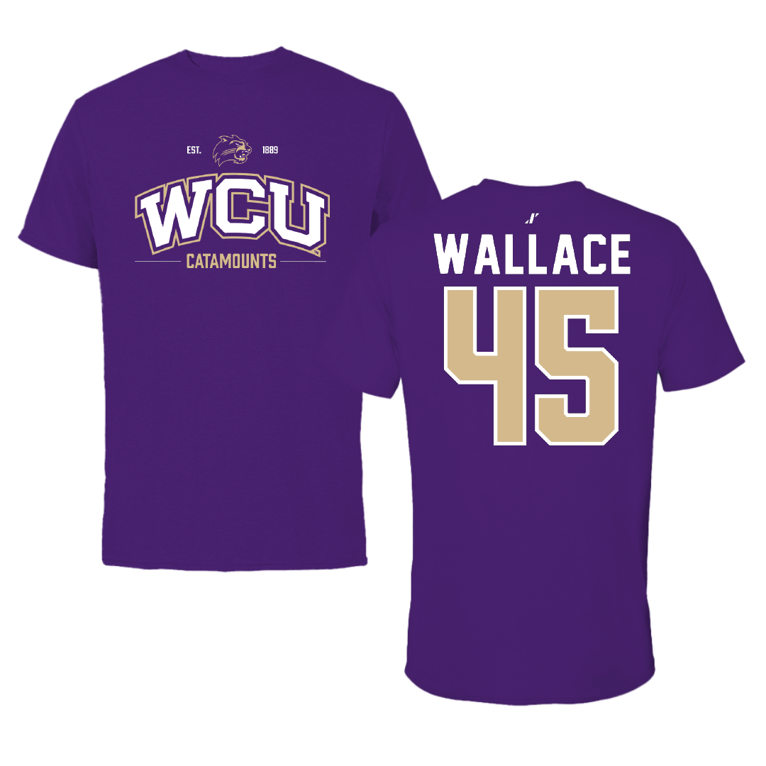Western Carolina University Football Purple General Tee - #45 Justin Wallace