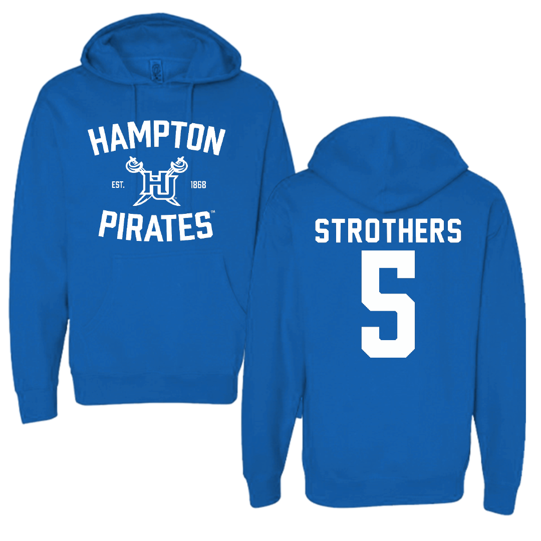 Hampton University Basketball Blue General Hoodie - #5 Etienne Strothers
