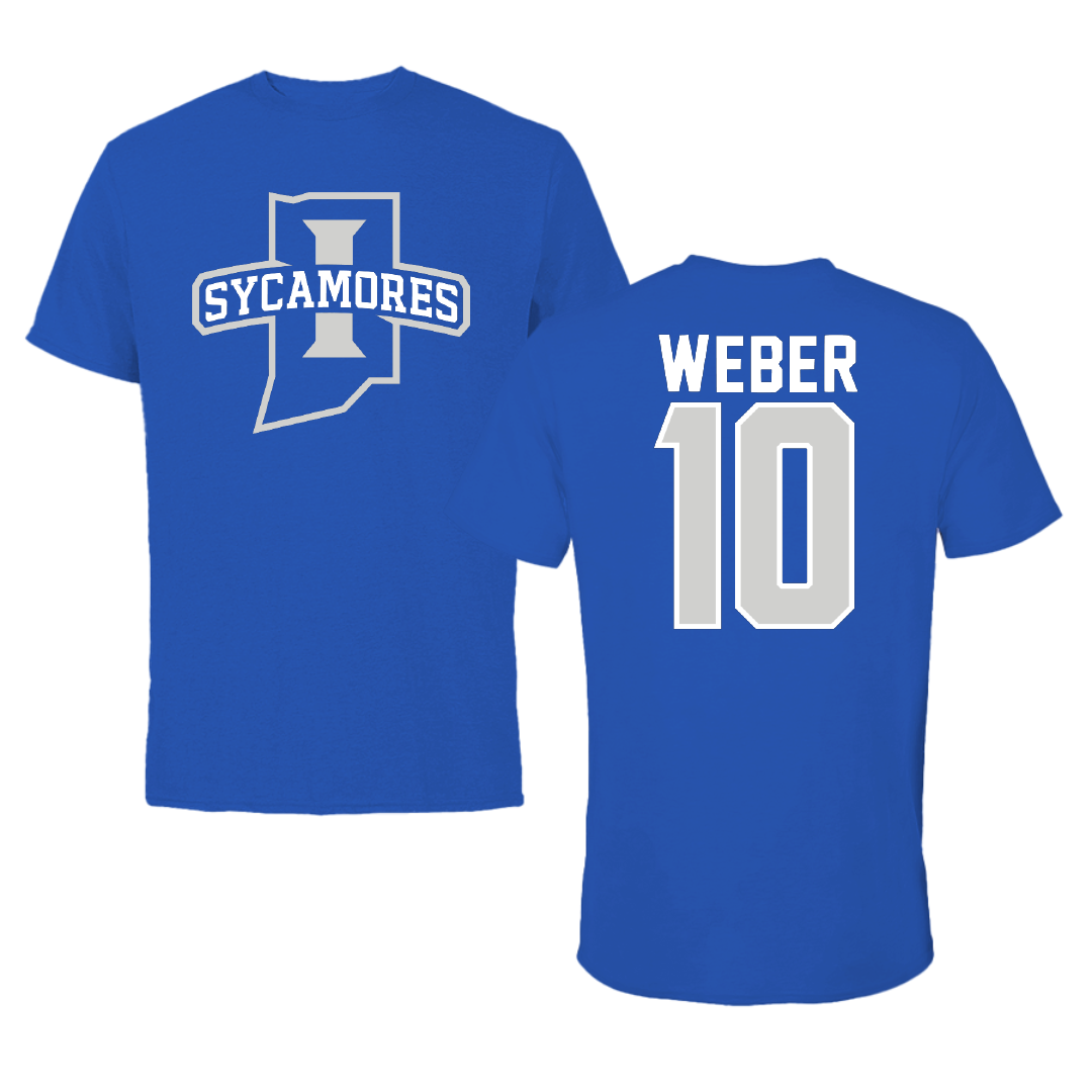 Indiana State University Volleyball Blue Mascot Performance Tee - #10 Emily Weber