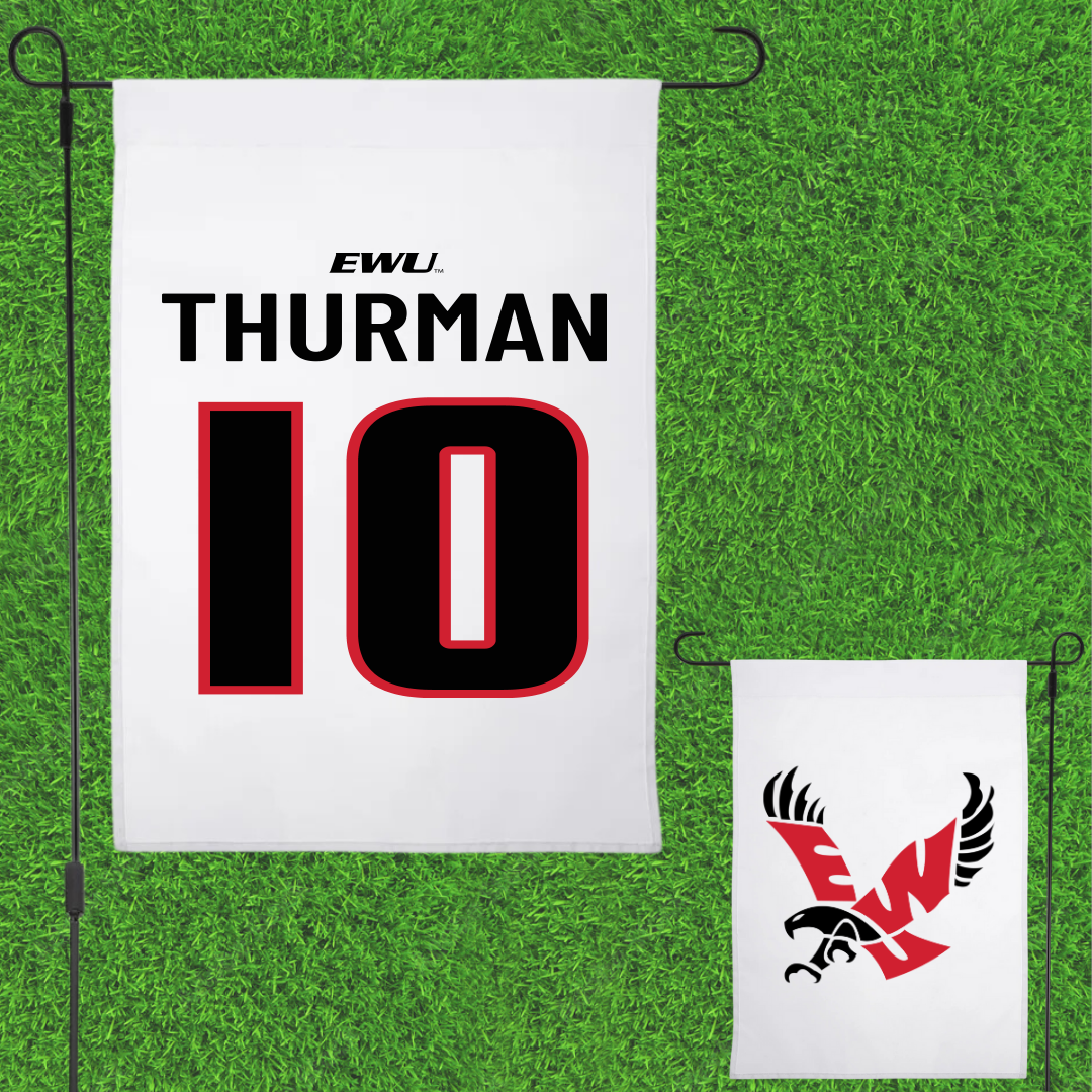 Eastern Washington University Football White Garden Flag - #10 Trevor Thurman
