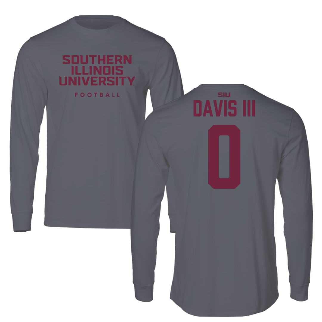 Southern Illinois University at Carbondale Football Gray Long Sleeve - #0 Vinson Davis III
