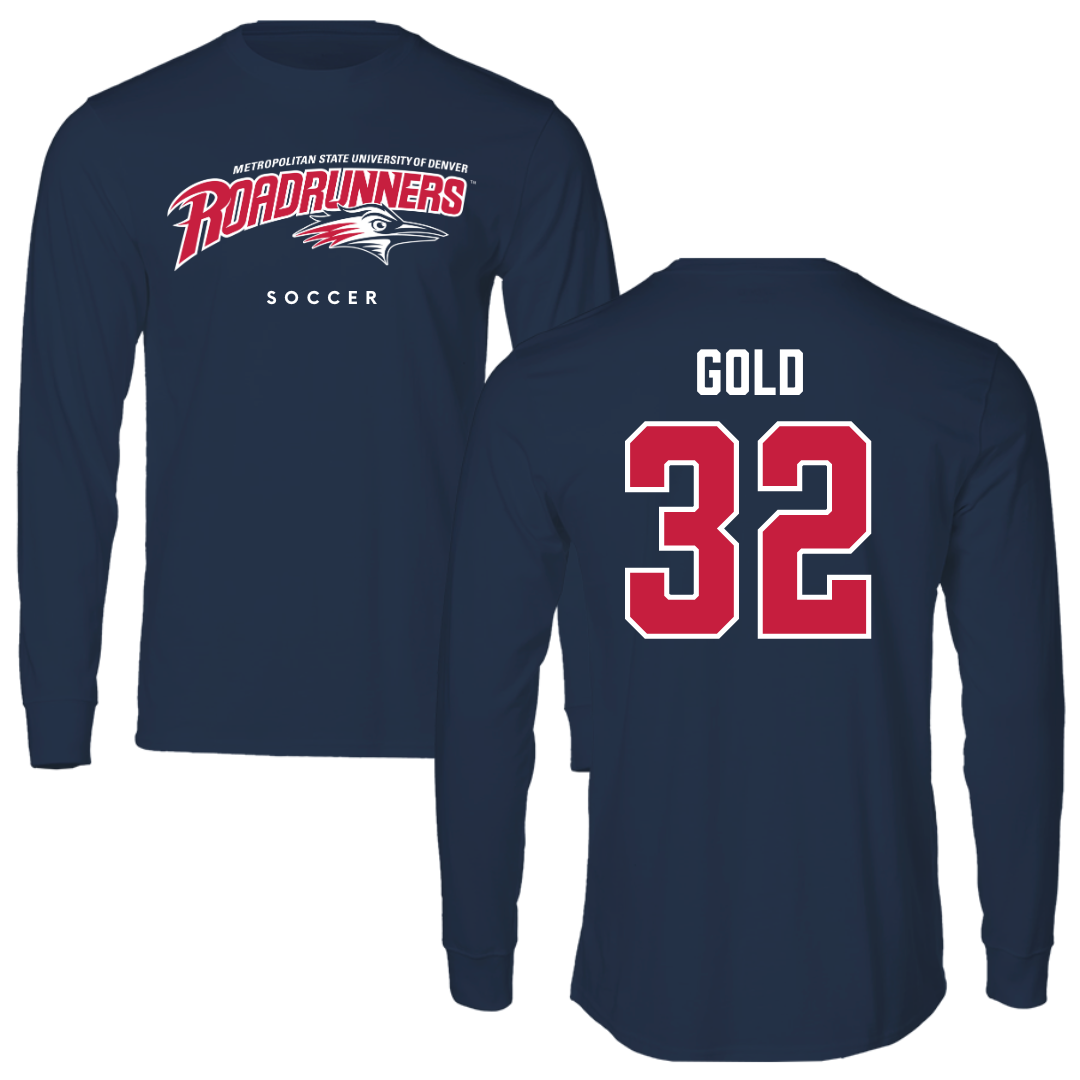 Metropolitan State University of Denver Soccer Navy Performance Long Sleeve - #32 Brooklyn Gold