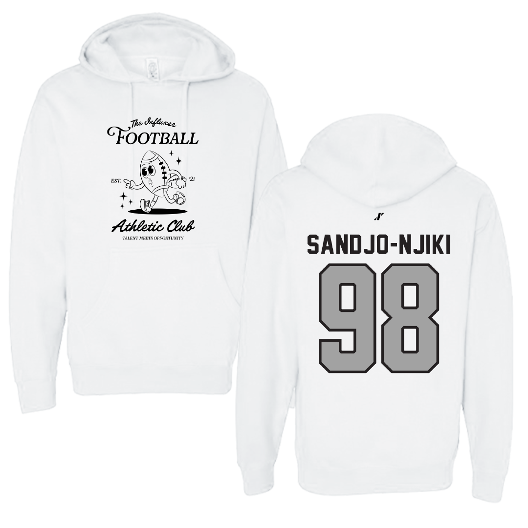 Football White Influxer Athletic Club Hoodie - #98 Mike Sandjo-Njiki