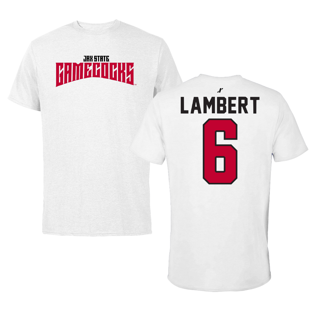 Jacksonville State University Football White Classics Performance Tee - #6 Carter Lambert