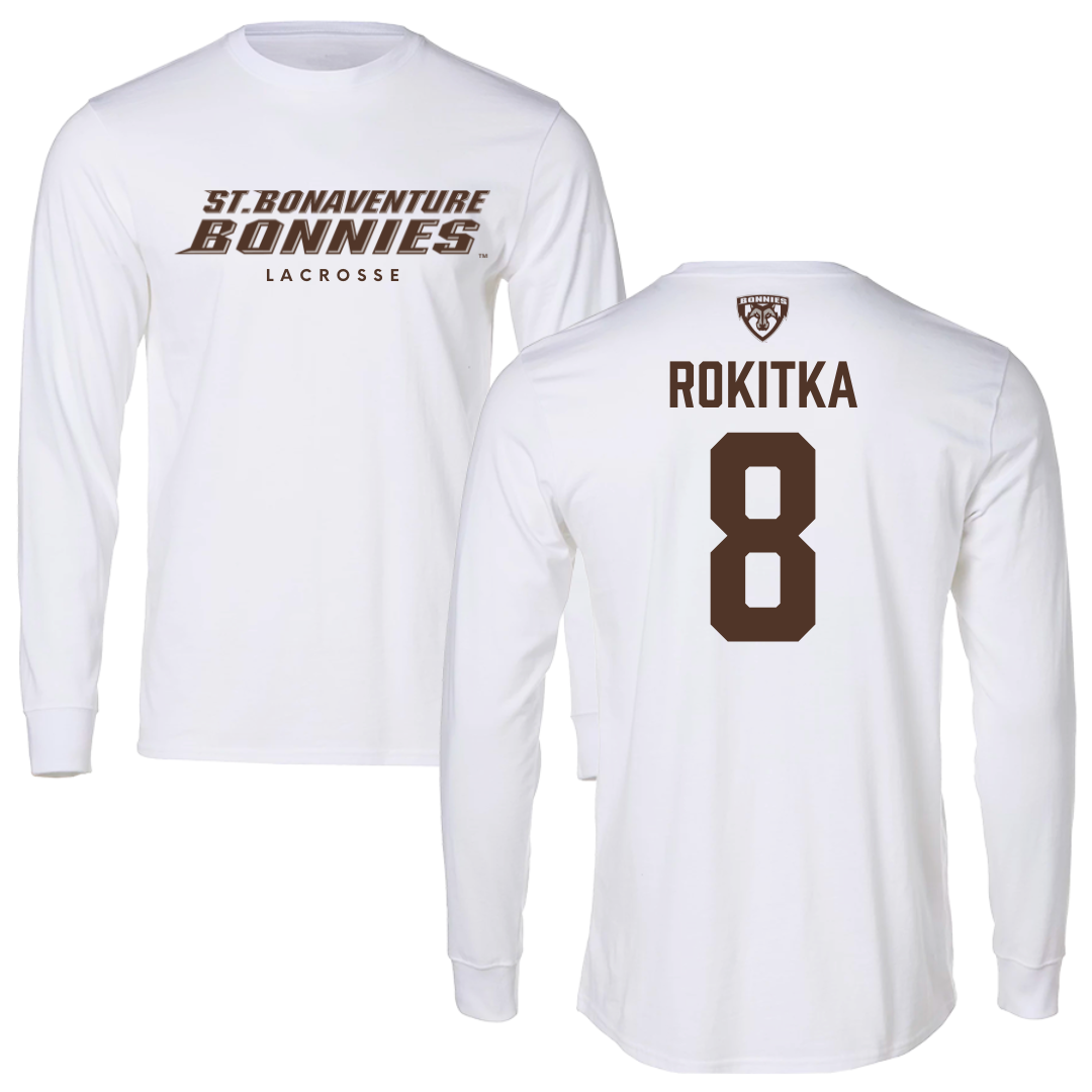 St. Bonaventure University Lacrosse White Performance Long Sleeve - #8 Katelyn Rokitka