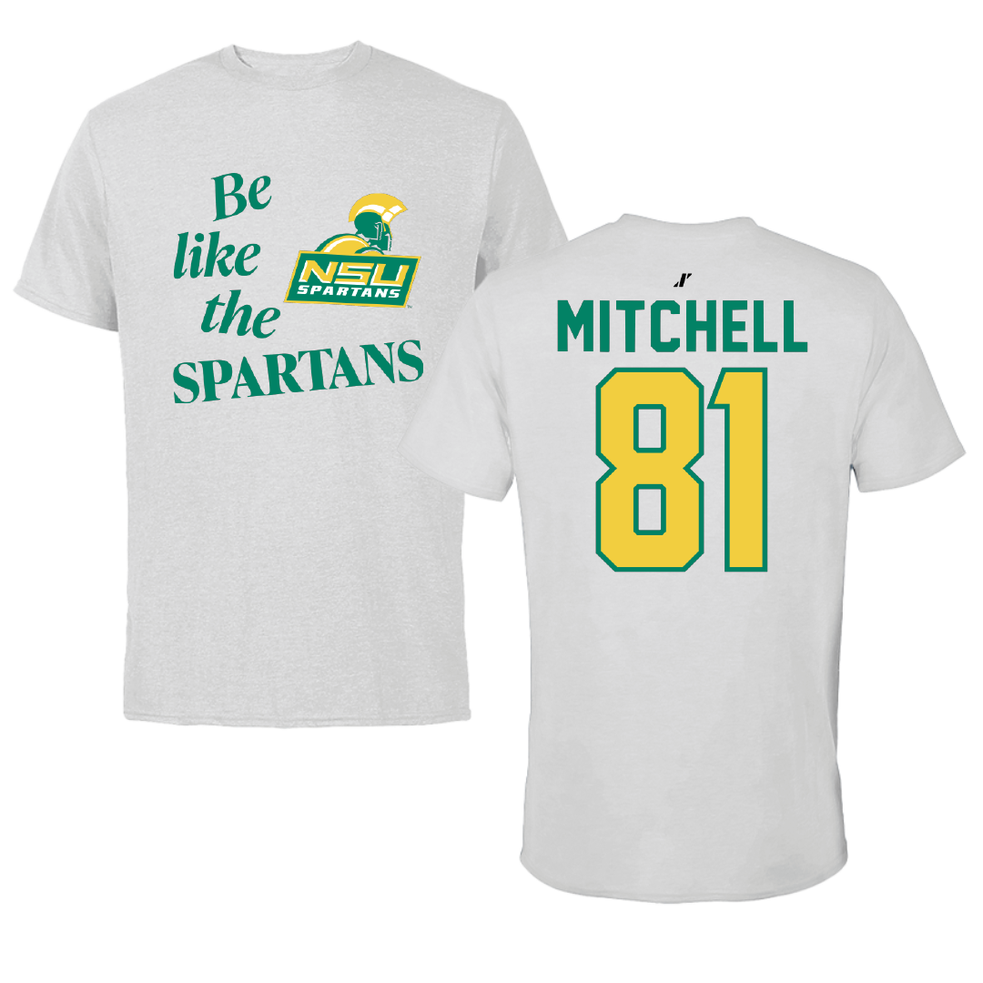 Norfolk State University Football Light Gray Be Like Us Performance Tee - #81 Elyjah Mitchell