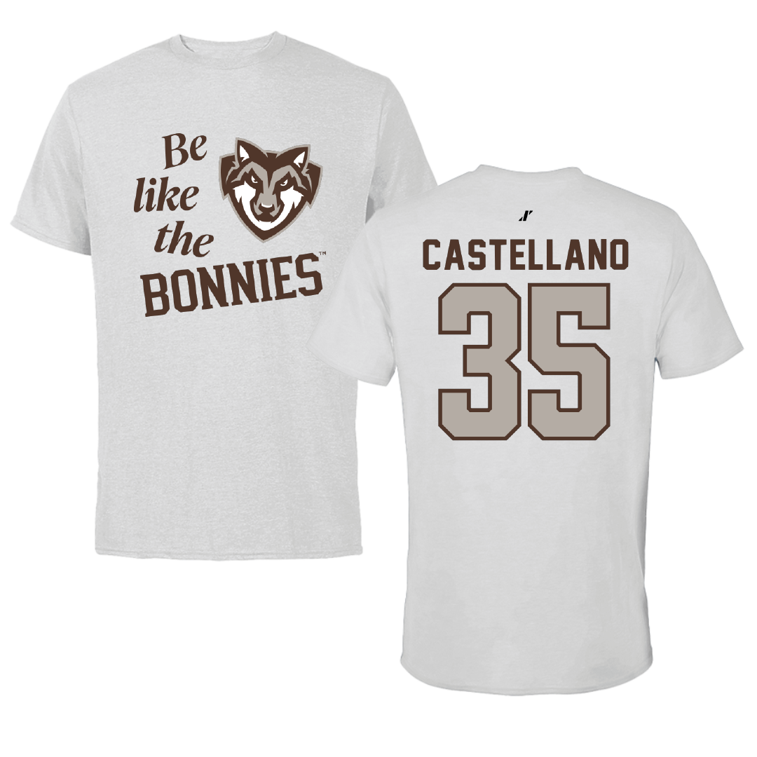St. Bonaventure University Soccer Light Gray Be Like Us Tee - #35 Juliana Castellano