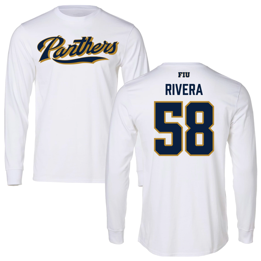 Florida International University Football White Panthers Long Sleeve - #58 Ashton Rivera