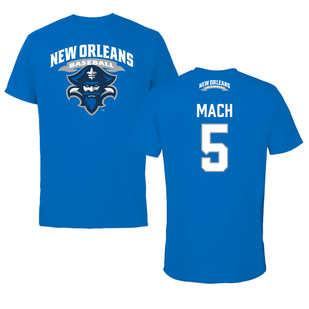 University of New Orleans Baseball Blue Performance Tee - #5 Dylan Mach