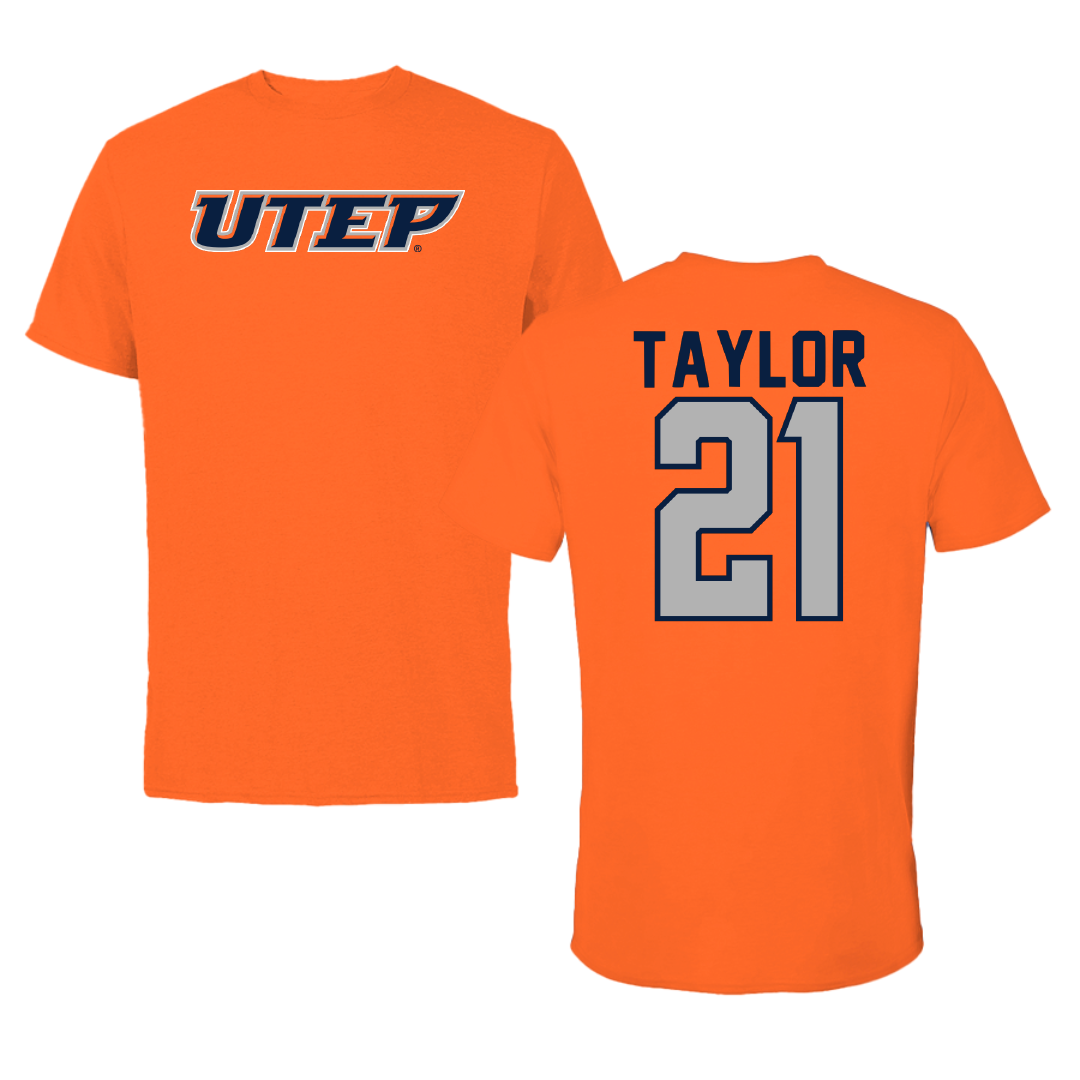 University of Texas at El Paso Football Orange Performance Tee - #21 Marquez Taylor