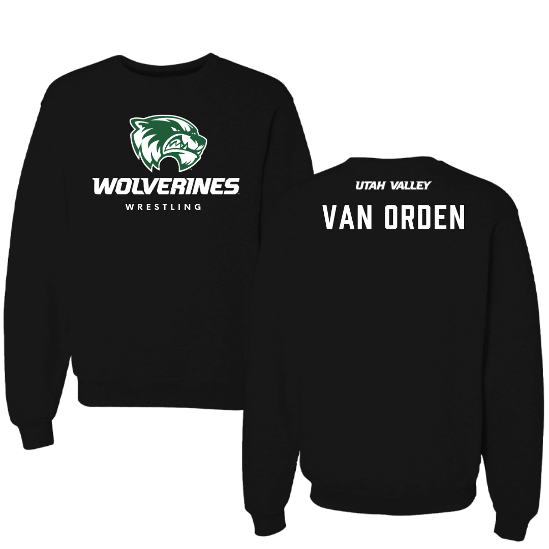 Utah Valley University Wrestling Black Mascot Crewneck - Luke Van Orden