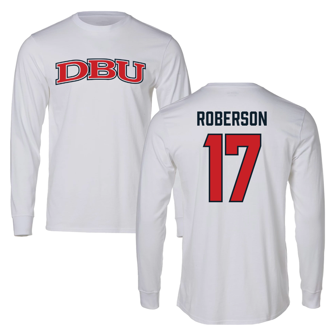 Dallas Baptist University Soccer White Performance Long Sleeve - #17 Haley Roberson