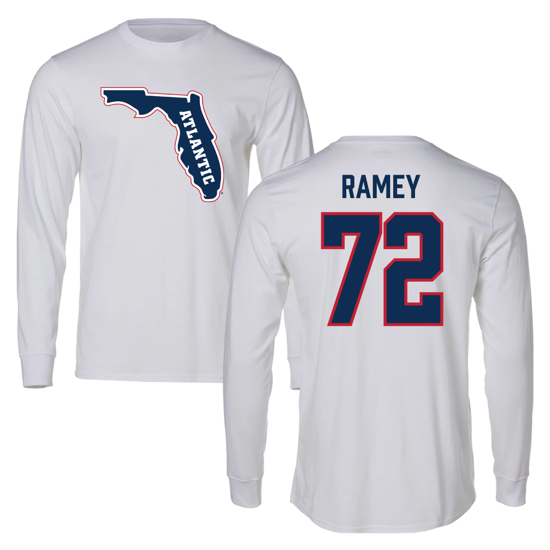 Florida Atlantic University Football White Long Sleeve - #72 Brayden Ramey