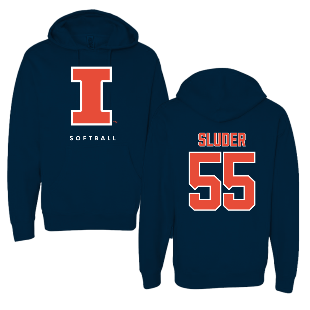 University of Illinois Softball Navy Hoodie - #55 Mallory Sluder
