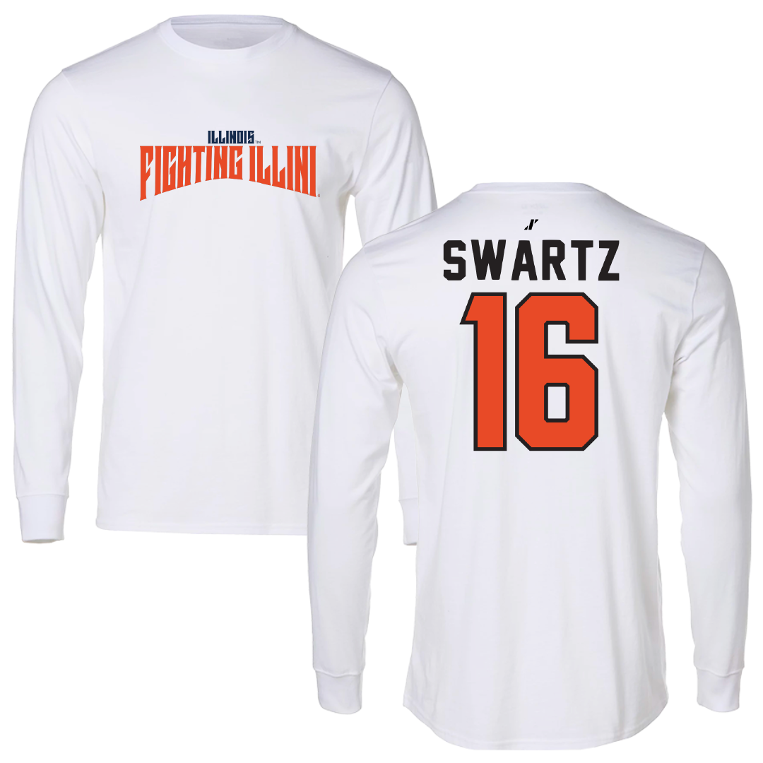 University of Illinois Baseball White Classic Performance Long Sleeve - #16 Jake Swartz
