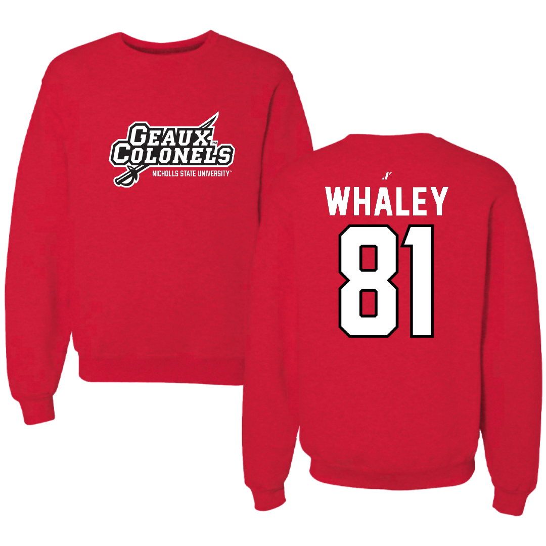Nicholls State University Football Red General Crewneck - #81 Treylin Whaley
