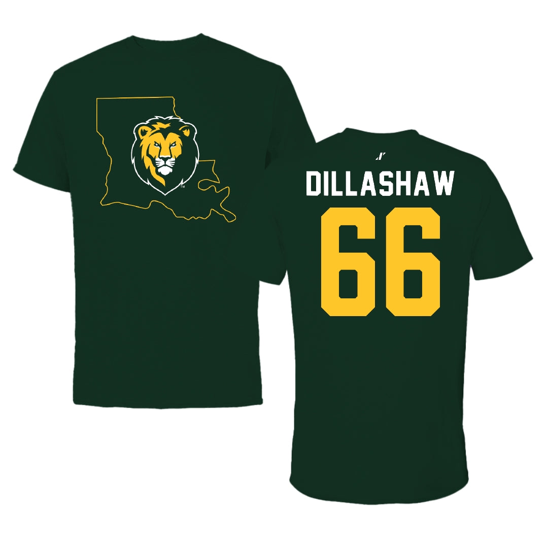 Southeastern Louisiana University Football Forest Green State Tee - #66 Carson Dillashaw
