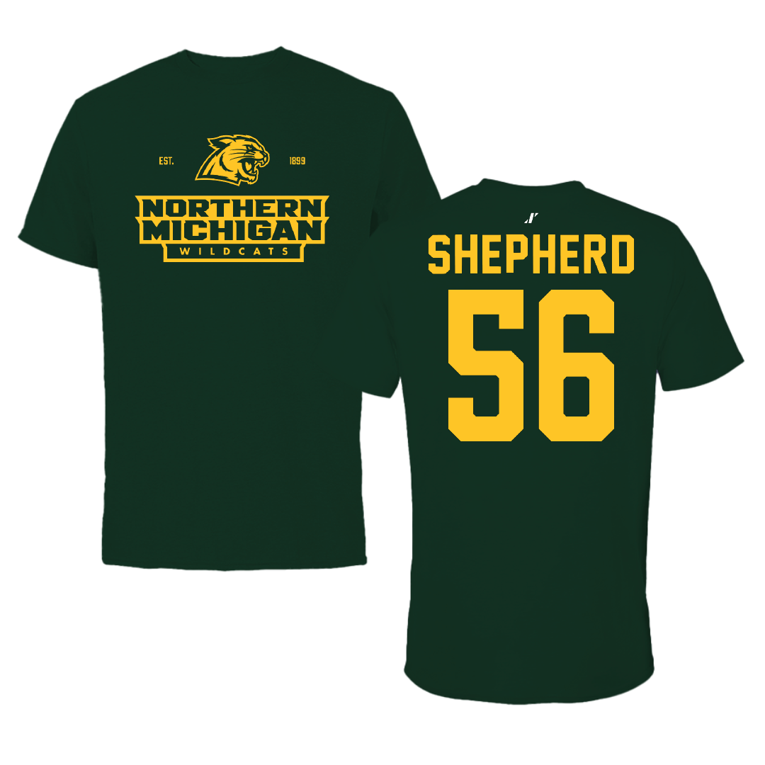 Northern Michigan University Football Forest Green General Tee - #56 Graycen Shepherd