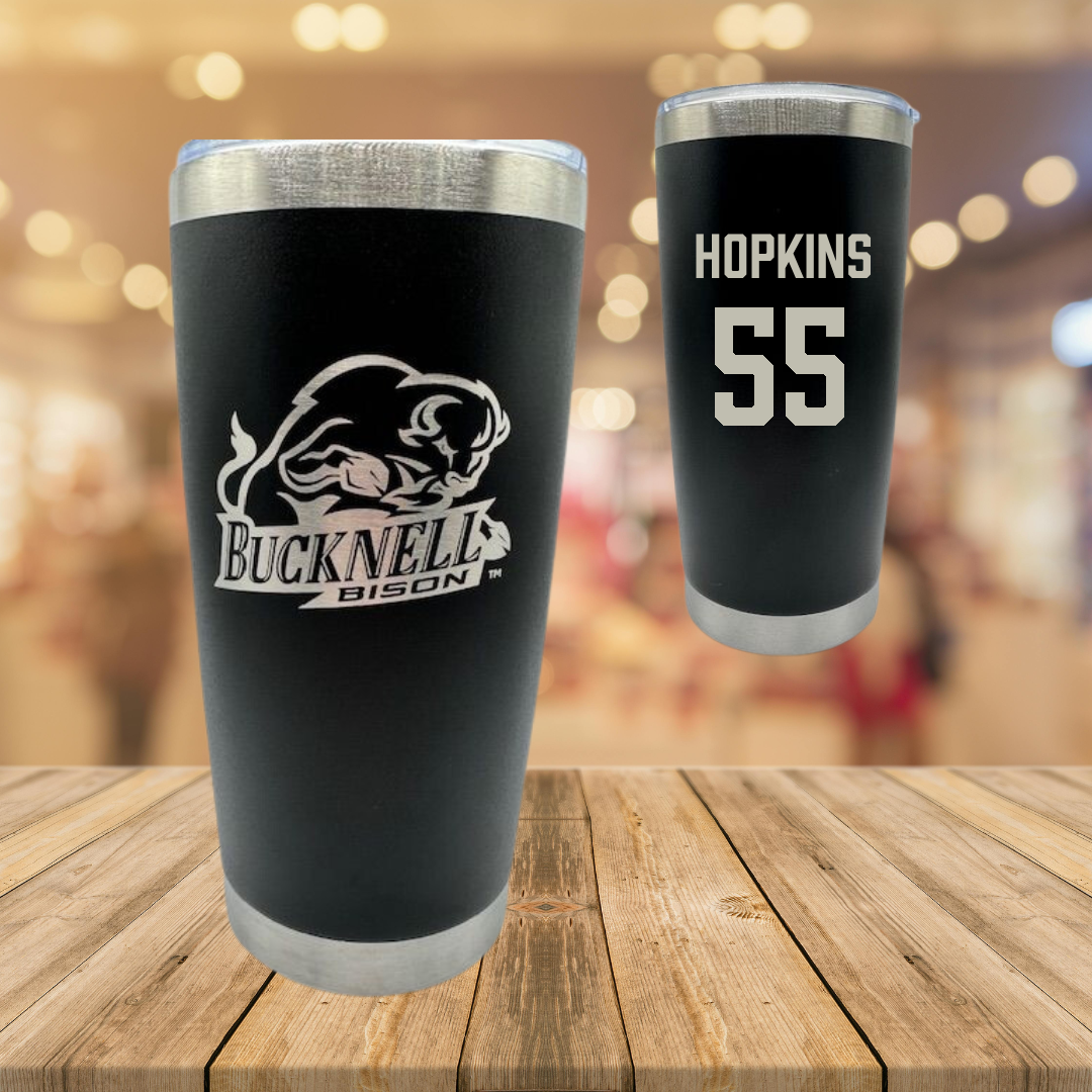 Bucknell University Lacrosse Black Stainless Steel Tumbler - #55 Will Hopkins